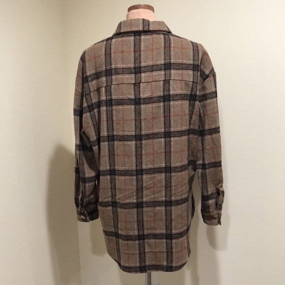 Missguided Shacket Shirt Jacket Size 4 Brown Plaid - Picture 4 of 9